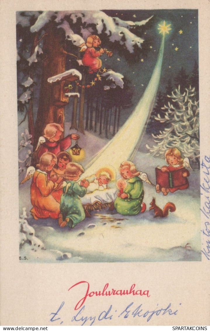 ANGELO Buon Anno Natale Vintage Cartolina CPSMPF #PAG769.IT - Anges