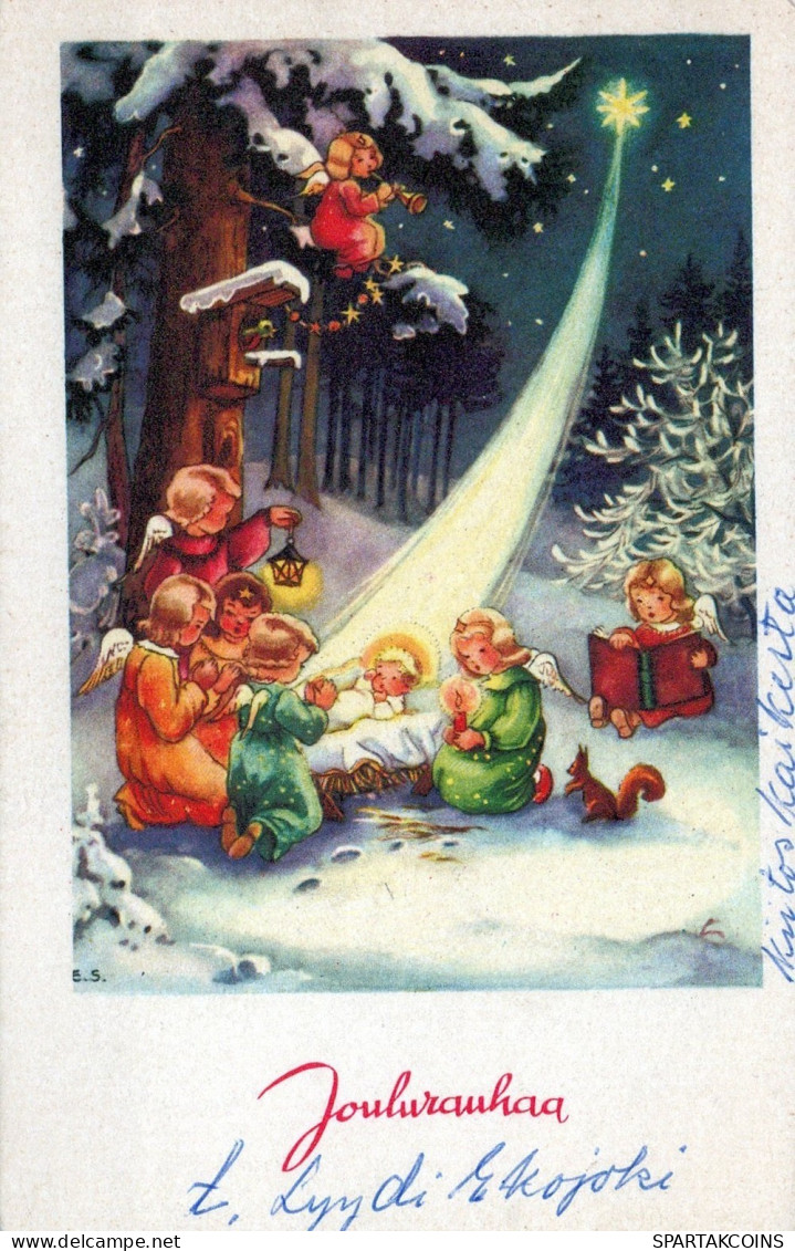 ANGELO Buon Anno Natale Vintage Cartolina CPSMPF #PAG769.IT - Anges