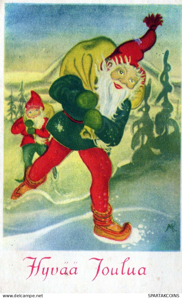 PAPÁ NOEL Feliz Año Navidad Vintage Tarjeta Postal CPSMPF #PKG294.ES - Santa Claus
