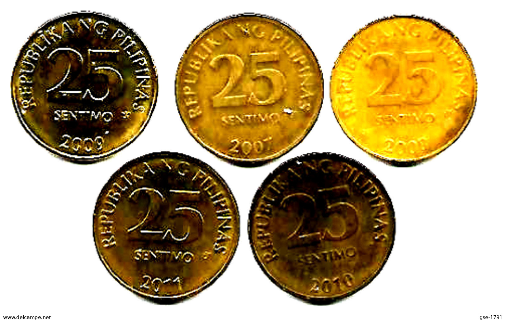 PHILIPPINES  Réforme Coinage, 25 Sentimo Bangko Central  KM 271a , 5 Pièces à Suivre De 2007 à 2011 ,  TTB - Filippijnen