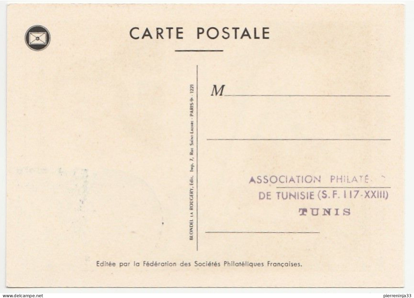 Carte Maximum Illustrée  Journée Du Timbre 1956, Tunis - Storia Postale