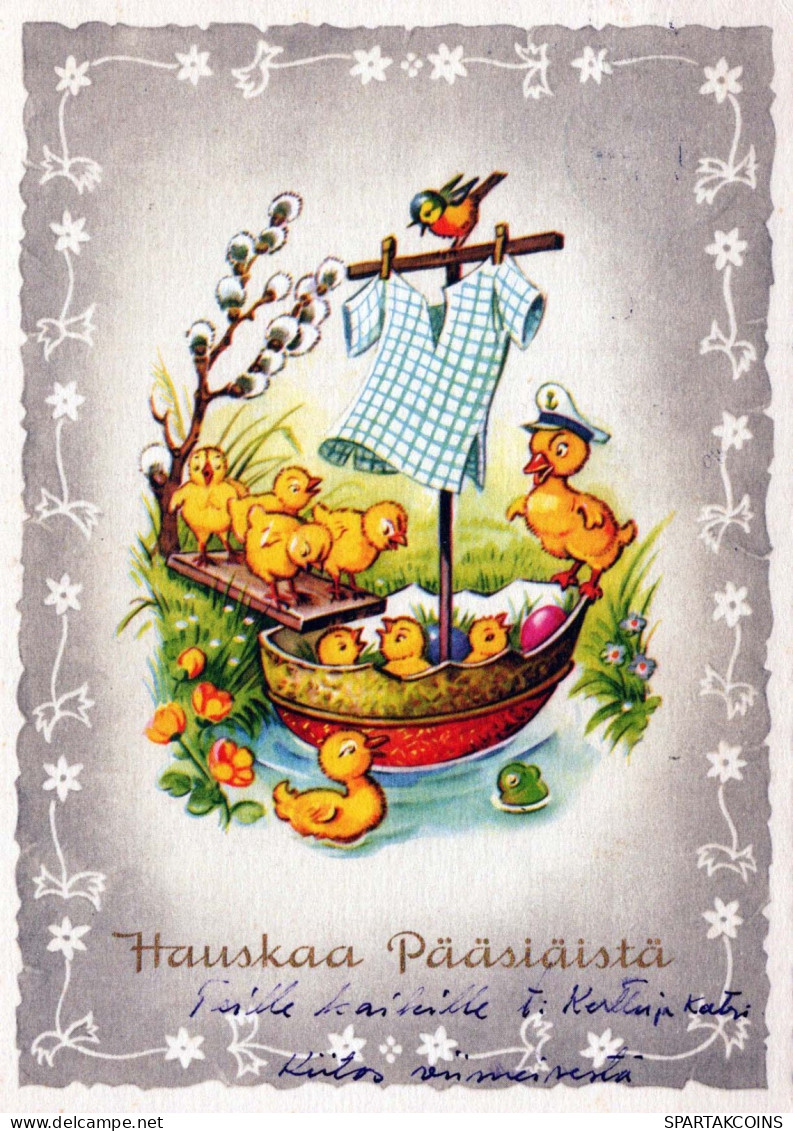 PASCUA POLLO HUEVO Vintage Tarjeta Postal CPSM #PBO870.ES - Pâques