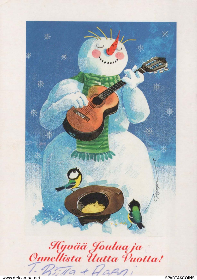 Feliz Año Navidad MUÑECO DE NIEVE Vintage Tarjeta Postal CPSM #PBM550.ES - Anno Nuovo