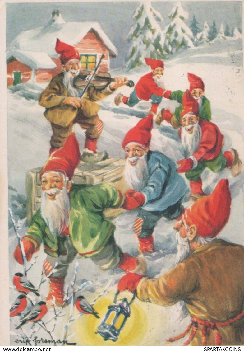 Feliz Año Navidad GNOMO Vintage Tarjeta Postal CPSM #PBL924.ES - Nouvel An