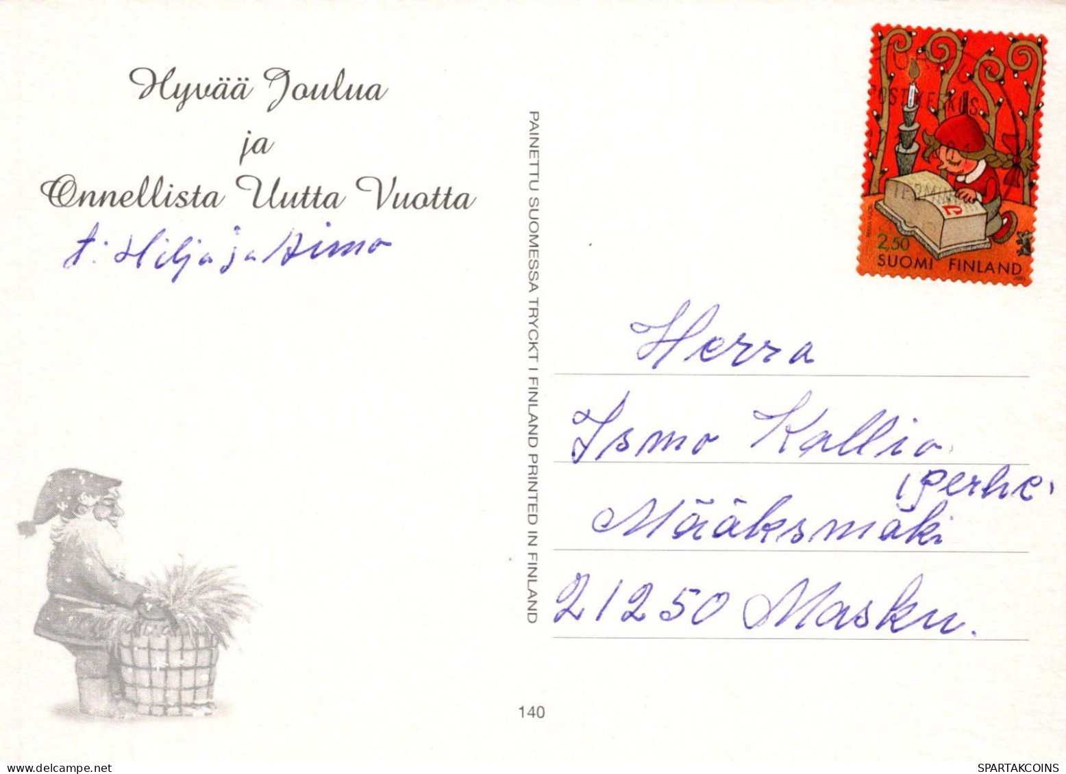 PAPÁ NOEL Feliz Año Navidad Vintage Tarjeta Postal CPSM #PBL190.ES - Santa Claus
