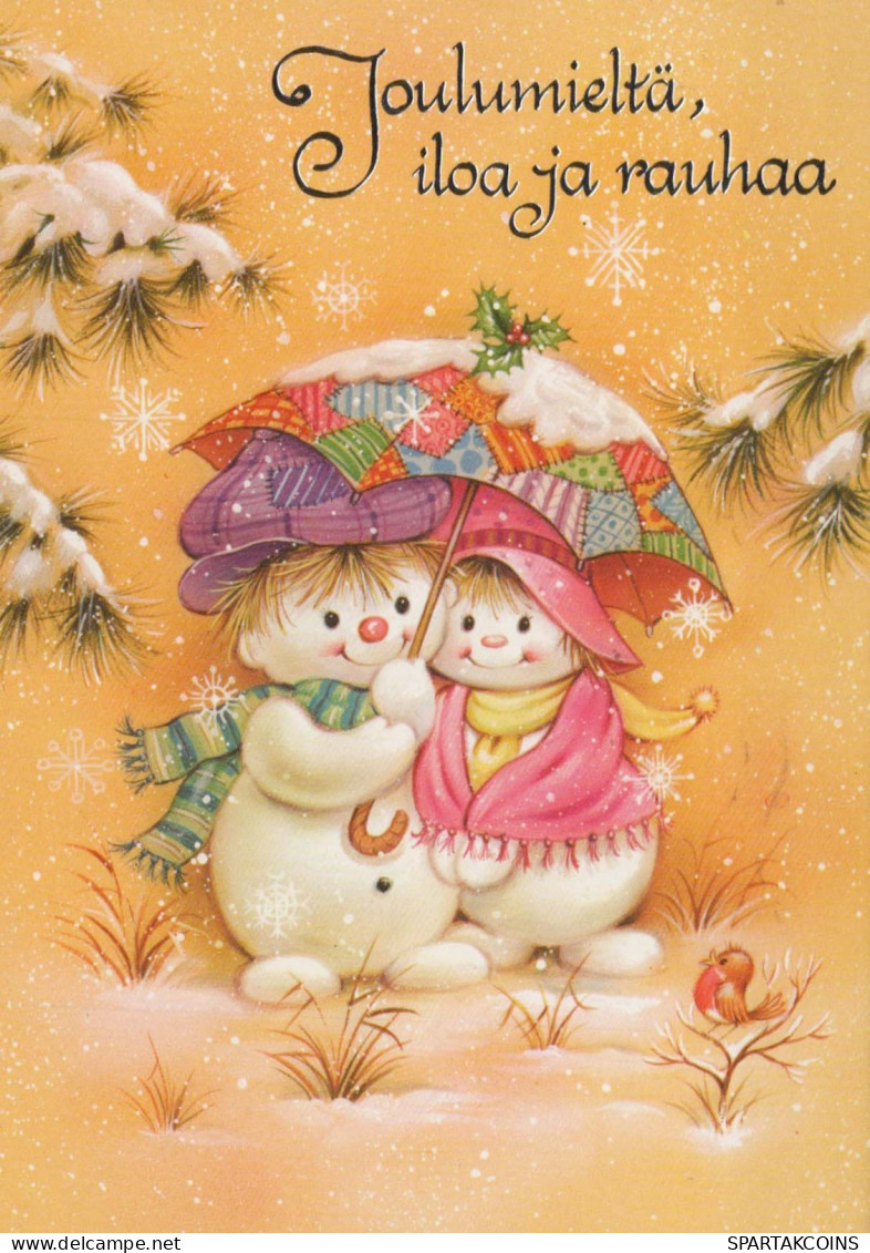 Feliz Año Navidad MUÑECO DE NIEVE Vintage Tarjeta Postal CPSM #PAZ673.ES - New Year