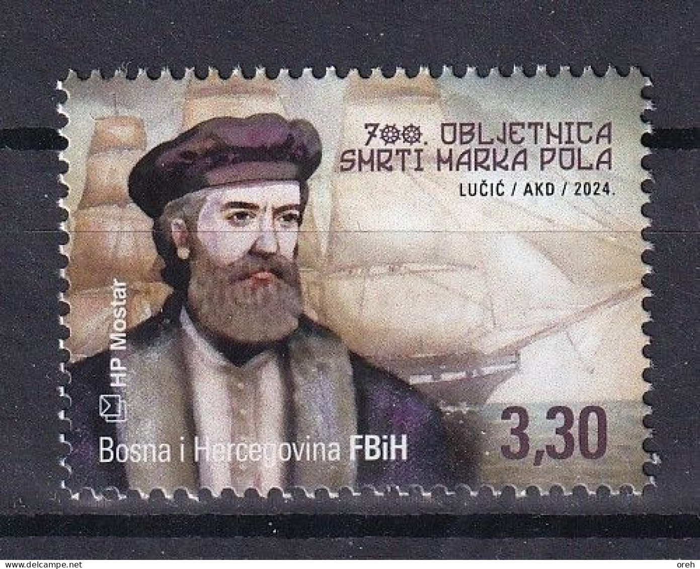 BOSNIA AND HERZEGOVINA  2024,POST MOSTAR,,700 YEARS SINCE THE DEATH,MARKO POLO,,MNH - Bosnia Herzegovina