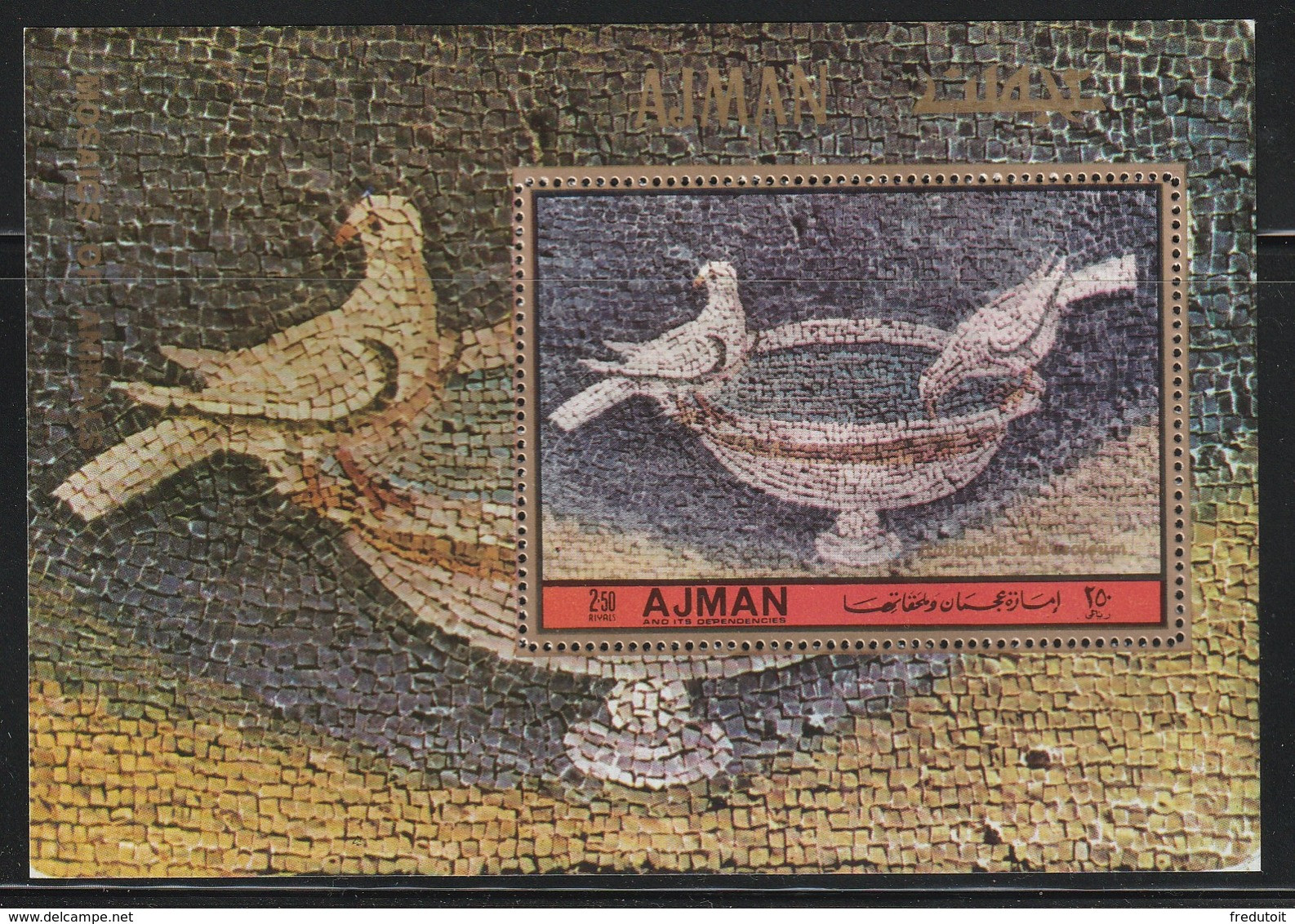 AJMAN - BLOC N°383 ** (1972) Mosaïque / Oiseaux - Ajman