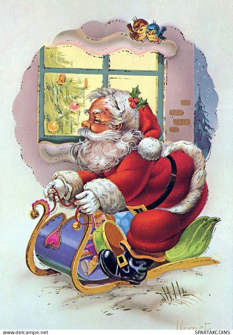 PAPÁ NOEL NAVIDAD Fiesta Vintage Tarjeta Postal CPSM #PAK170.ES - Santa Claus