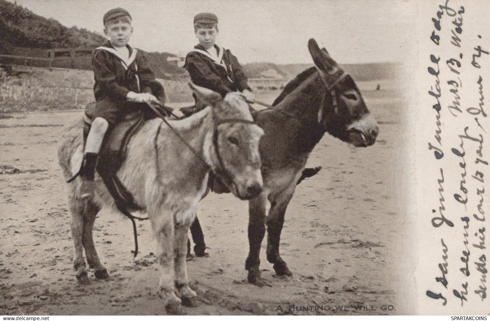 BURRO Animales Niños Vintage Antiguo CPA Tarjeta Postal #PAA076.ES - Donkeys