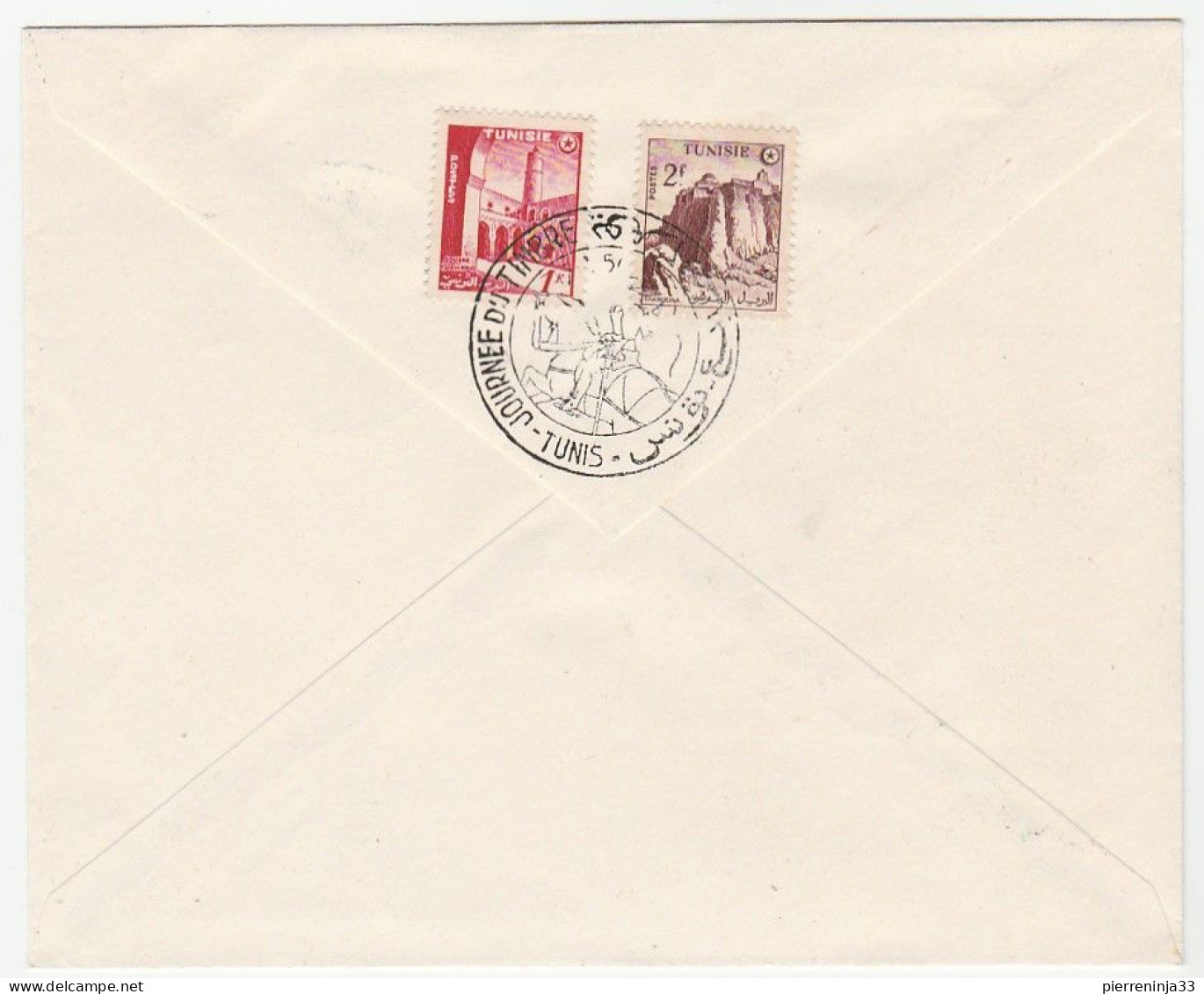 Lettre Journée Du Timbre 1956, Tunis - Briefe U. Dokumente