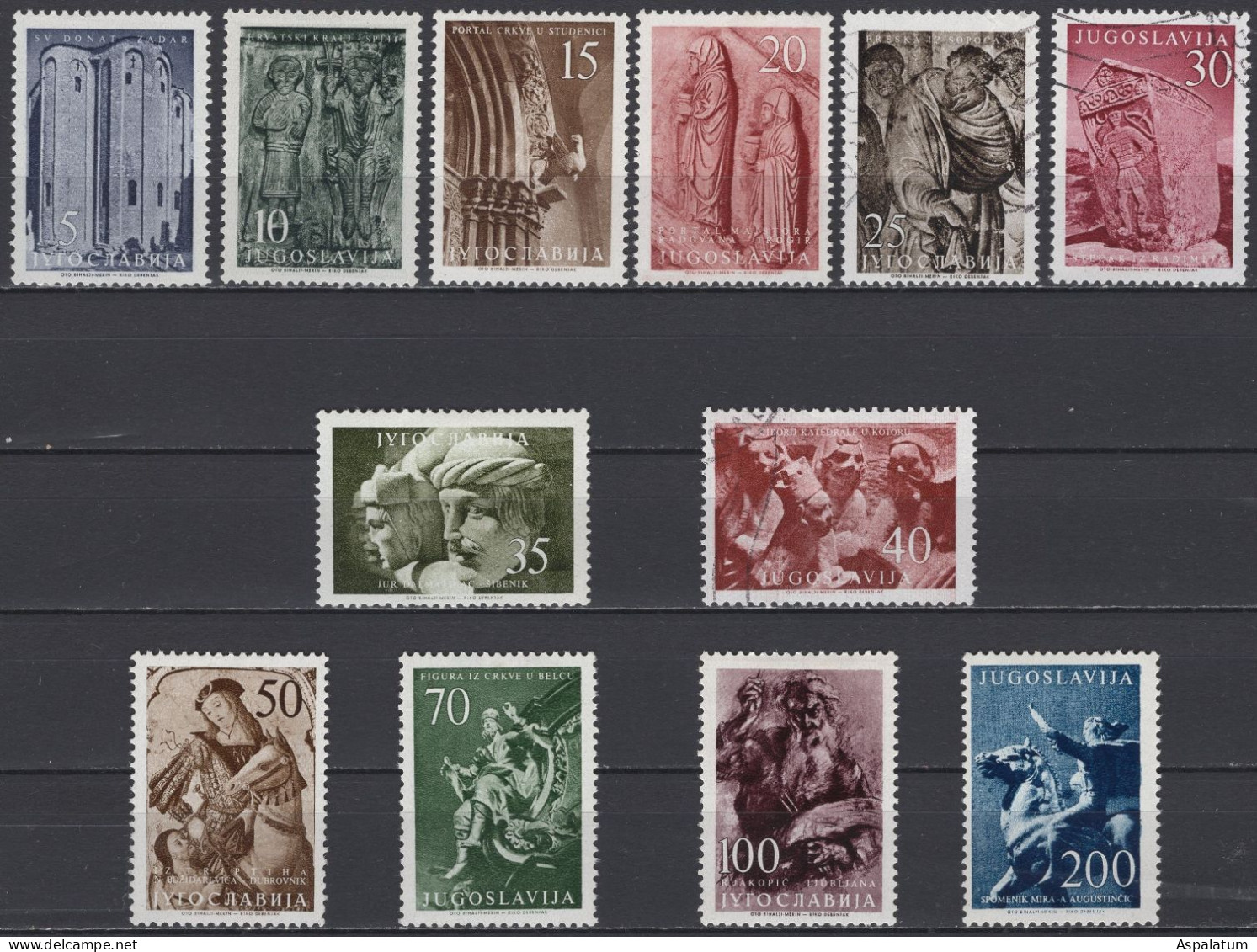 Yugoslavia - Set Of 12 - Art And Architecture - Mi 776~787 - 1956 - Used Stamps