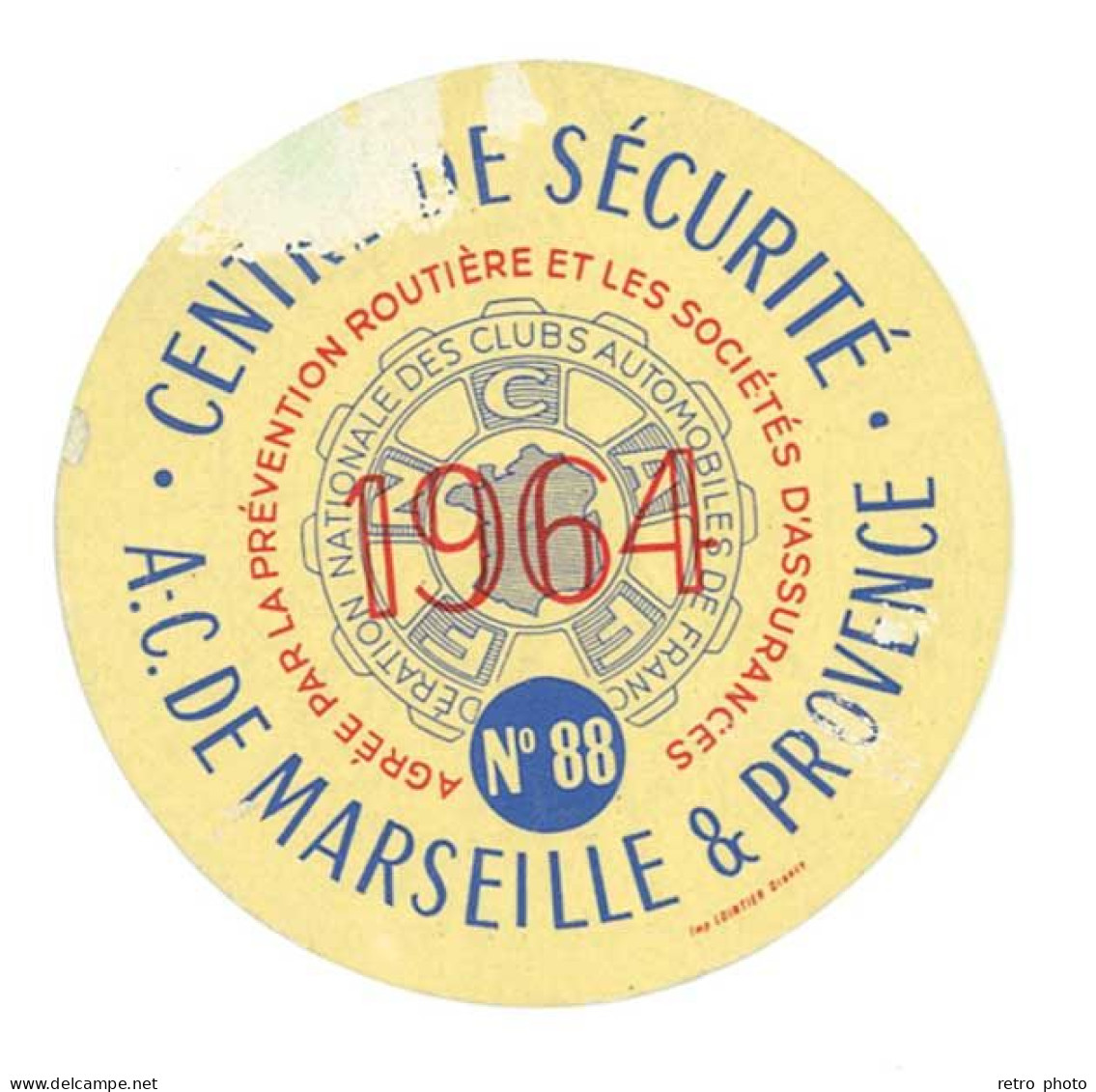 étiquette Mobil , Centre De Sécurité A.C. De Marseille & Provence 1964 - Non Classés