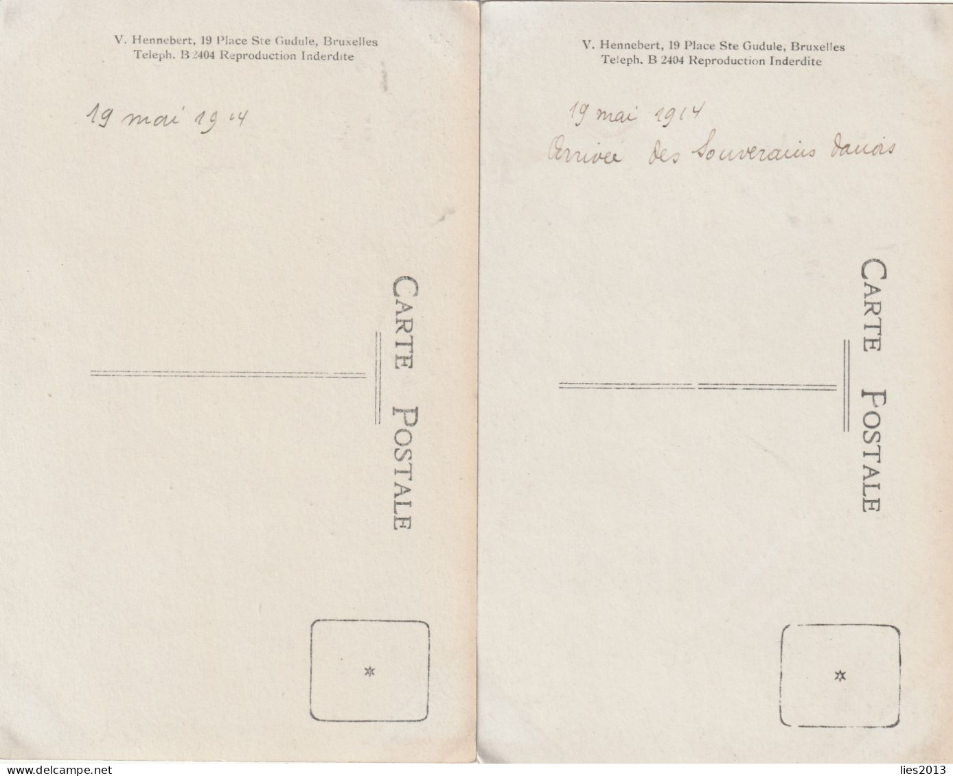 Postcard / ROYALTY / Belgium / Belgique / Roi Albert I / Koning Albert I 19 Mai 1914, 2 CPA - Familles Royales