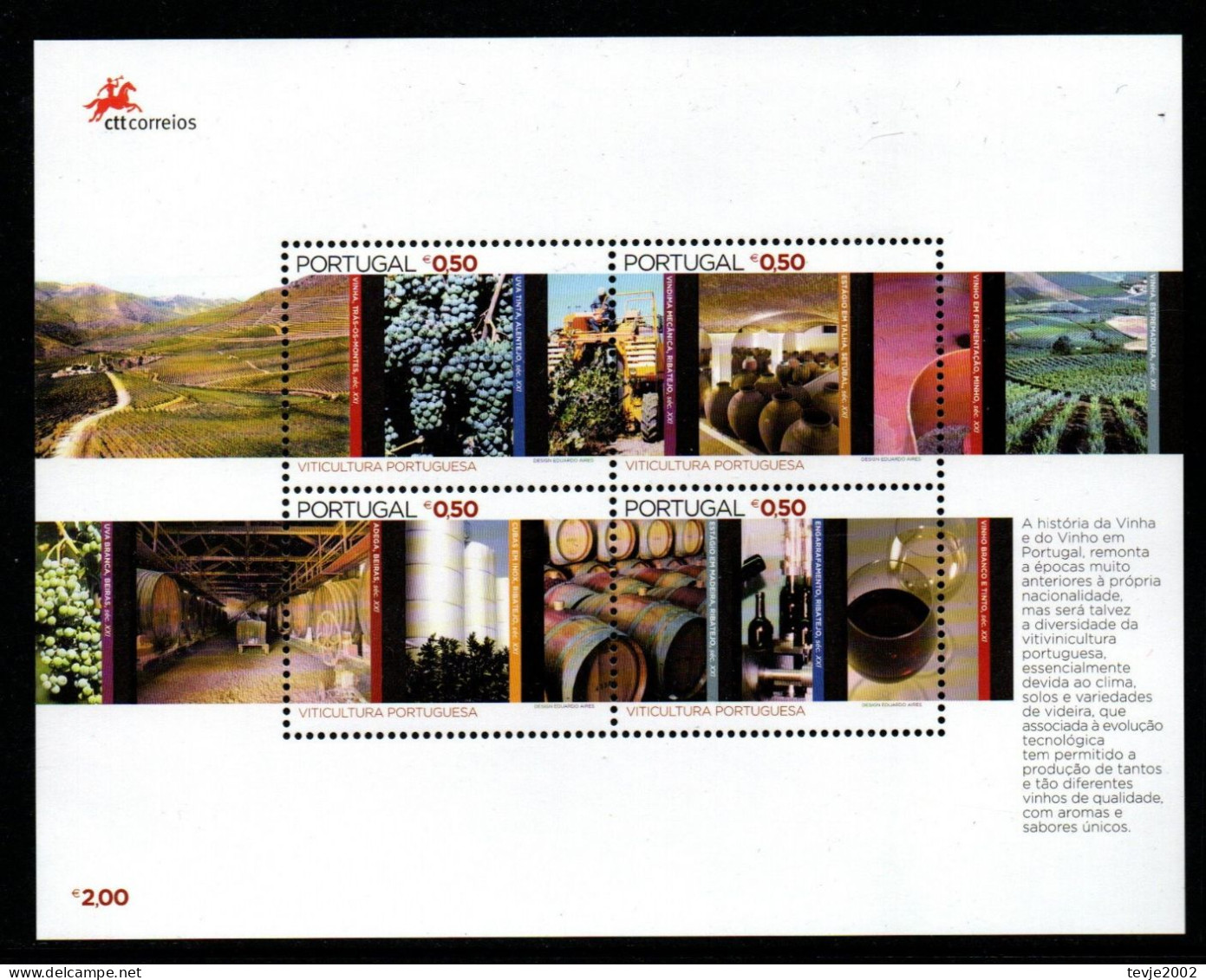 Portugal 2004 - Mi.Nr. Block 206 - Postfrisch MNH - Weinbau Wein Viticulture - Vinos Y Alcoholes