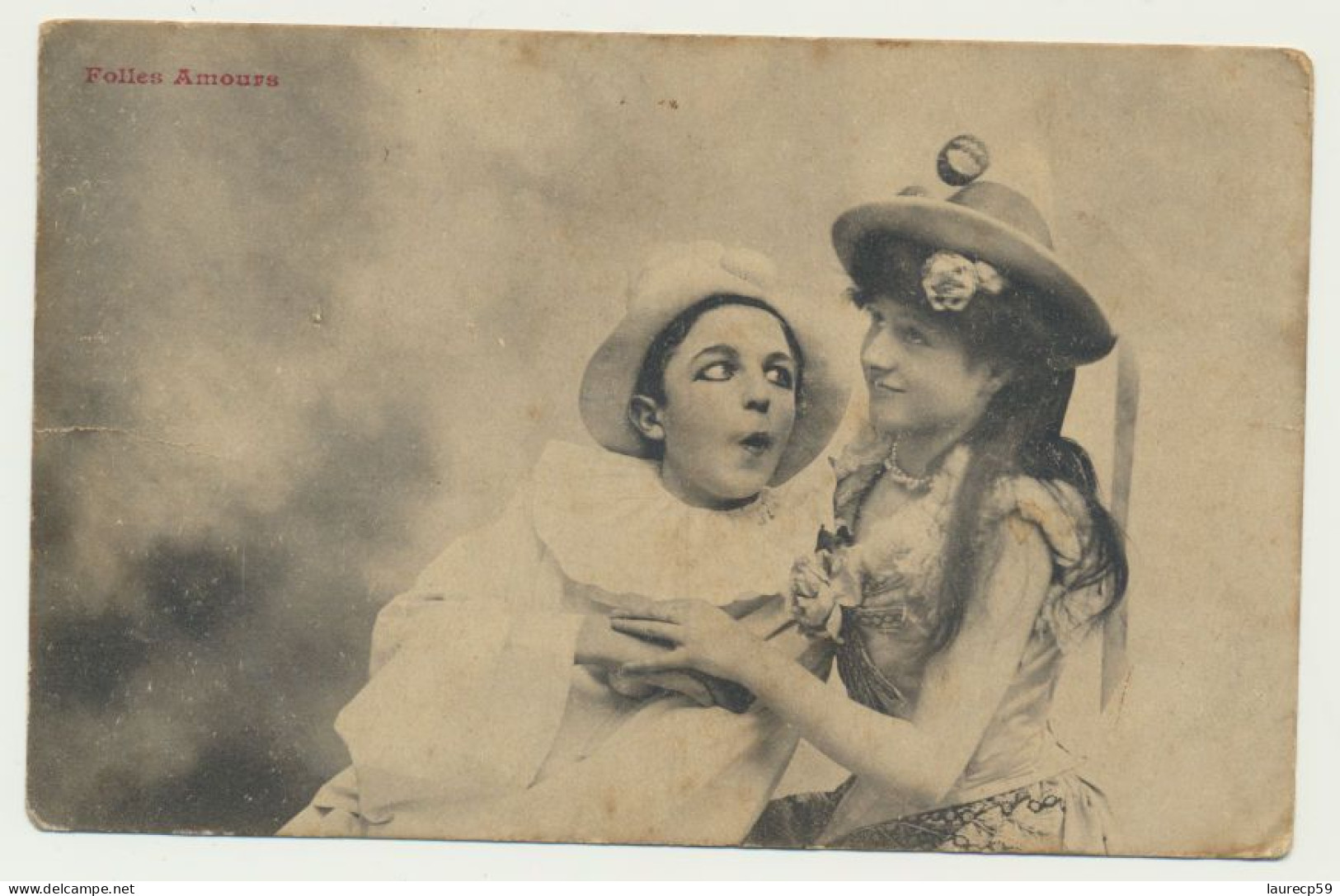 Carte Fantaisie Couple - Pierrot Blanc Et Colombine   - Folles Amours - Koppels