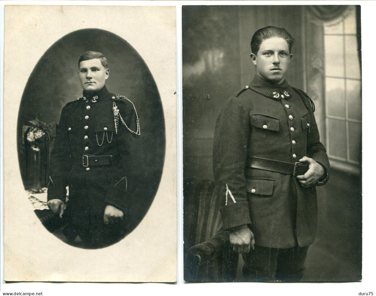 Militaria LOT 2 PHOTO Carte * Portraits Militaires Du 20e Bataillon Régiment Chasseurs à Pied Alpins * 2e Cachet Forbach - Régiments