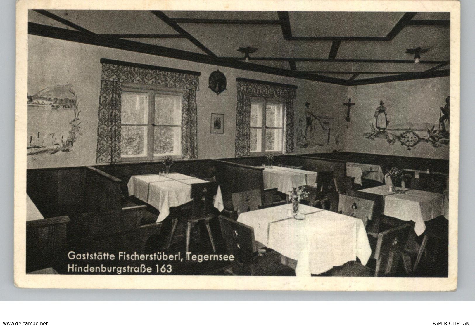 8180 TEGERNSEE, Gaststätte Fischerstüberl, Hindenburgstrasse, Innenansicht, 1950 - Tegernsee