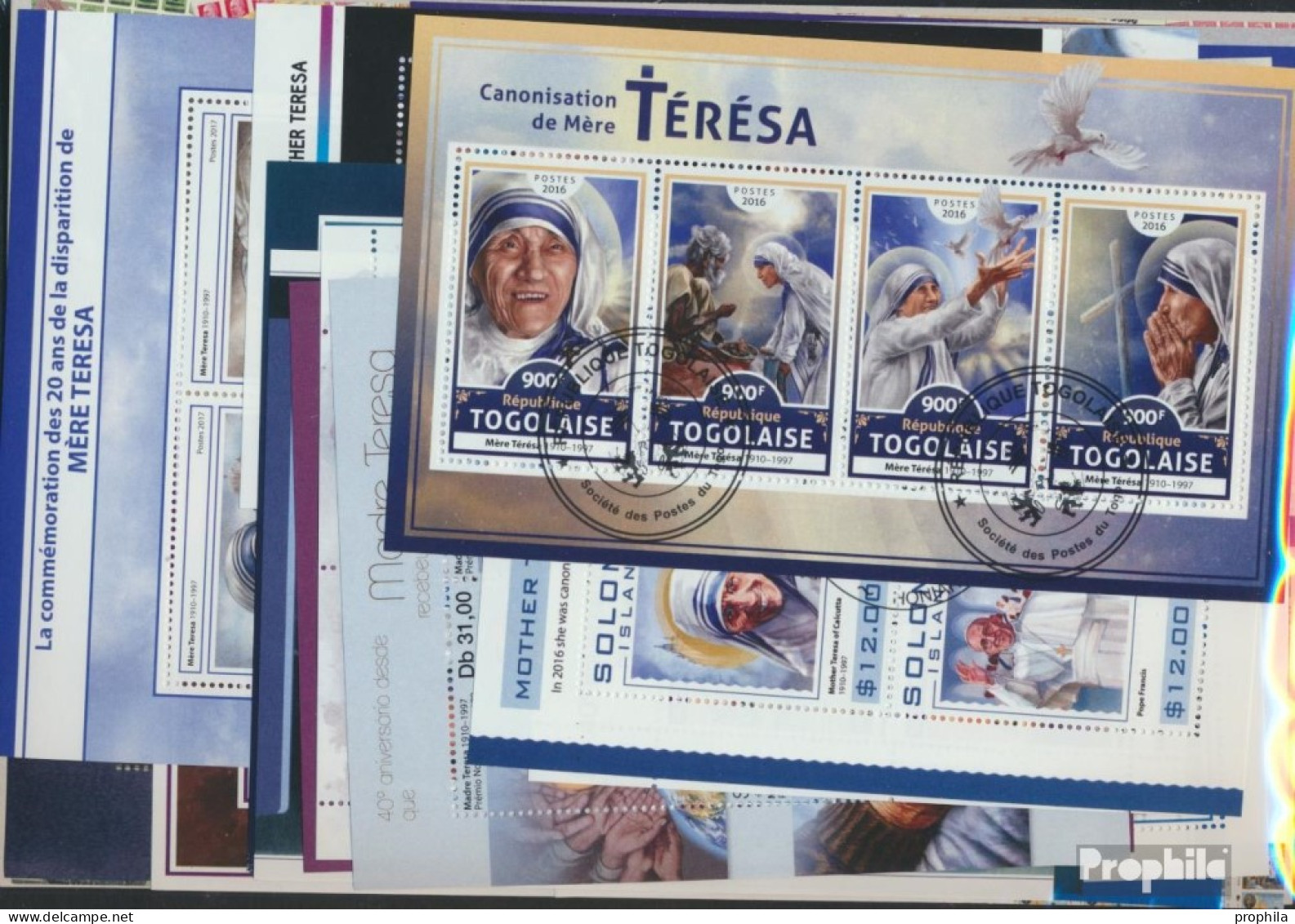 Motive Briefmarken-20 Verschiedene Mutter Teresa Blöcke - Mère Teresa