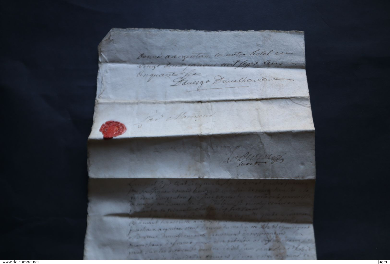 1750 Maréchaussée De France  Département D'Argentan  Chasse Pêche  Cachet Autographe - Documentos Históricos