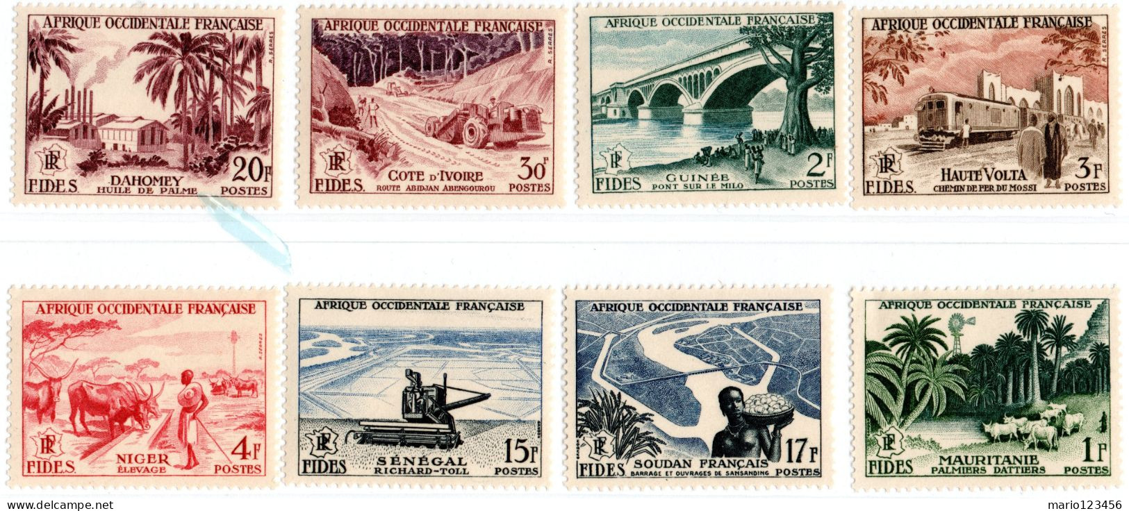 AFRICA OCCIDENTALE FRANCESE, FRENCH WEST AFRICA, FIDES, 1956, NUOVI (MLH*)  Scott:FR-EQ 65-72 - Ongebruikt