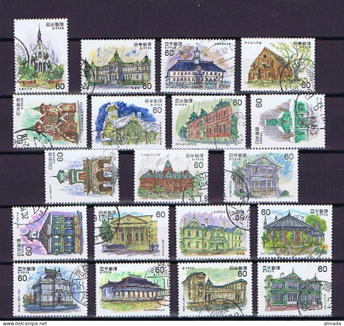 Japan 1981-1984: Arcitecture,  19 Diff., 19 Versch. Gestempelt - Used Stamps