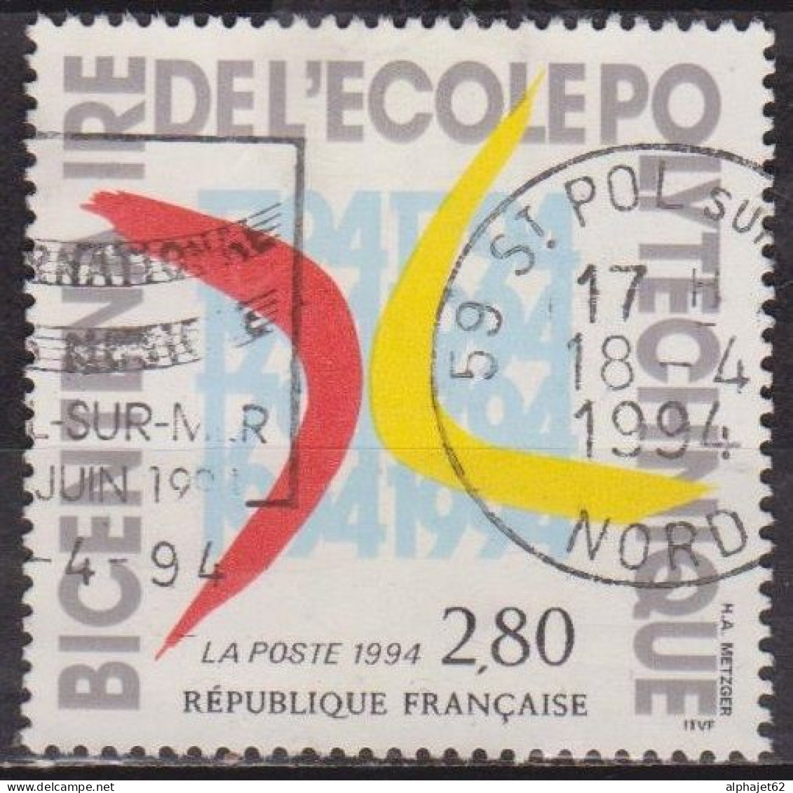 Ecole Polytechnique - FRANCE - X Stylisé - N° 2862 - 1994 - Used Stamps