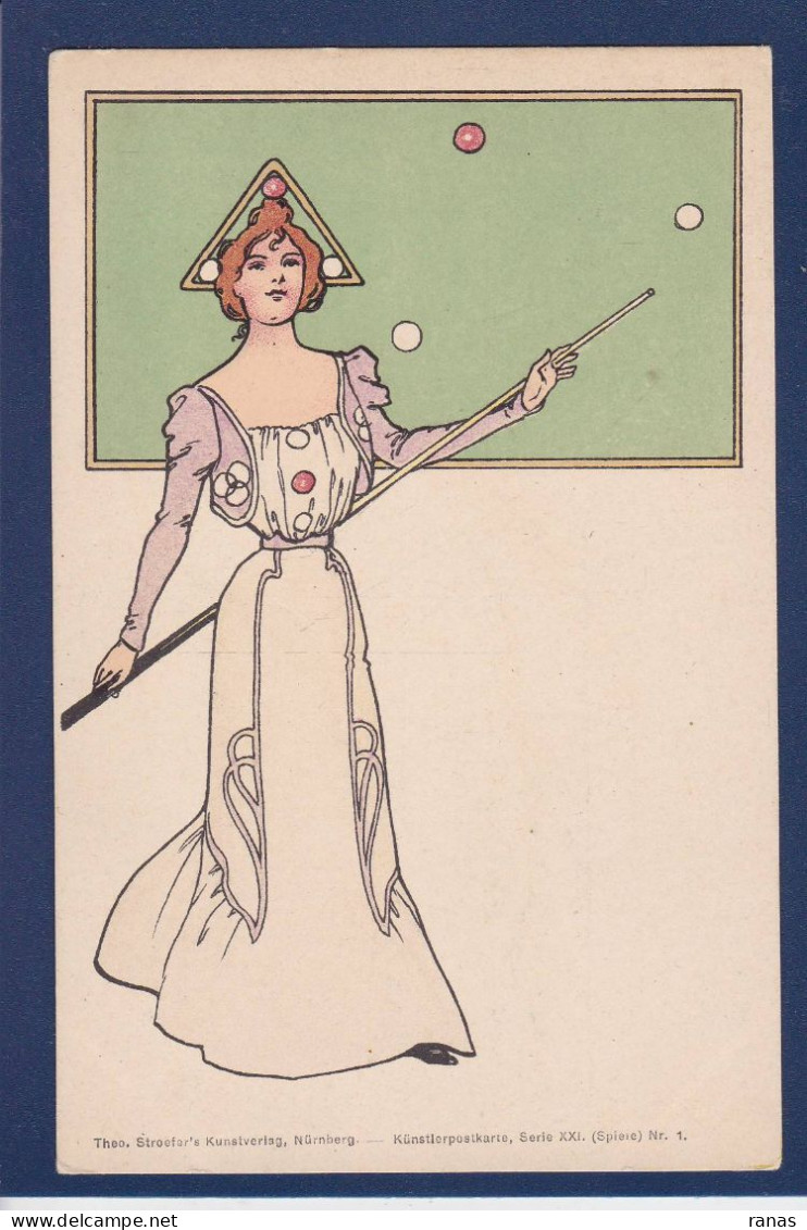 CPA Billard Art Nouveau Théo Strofer's Femme Woman Non Circulé Illustrateur Billiard - Andere & Zonder Classificatie