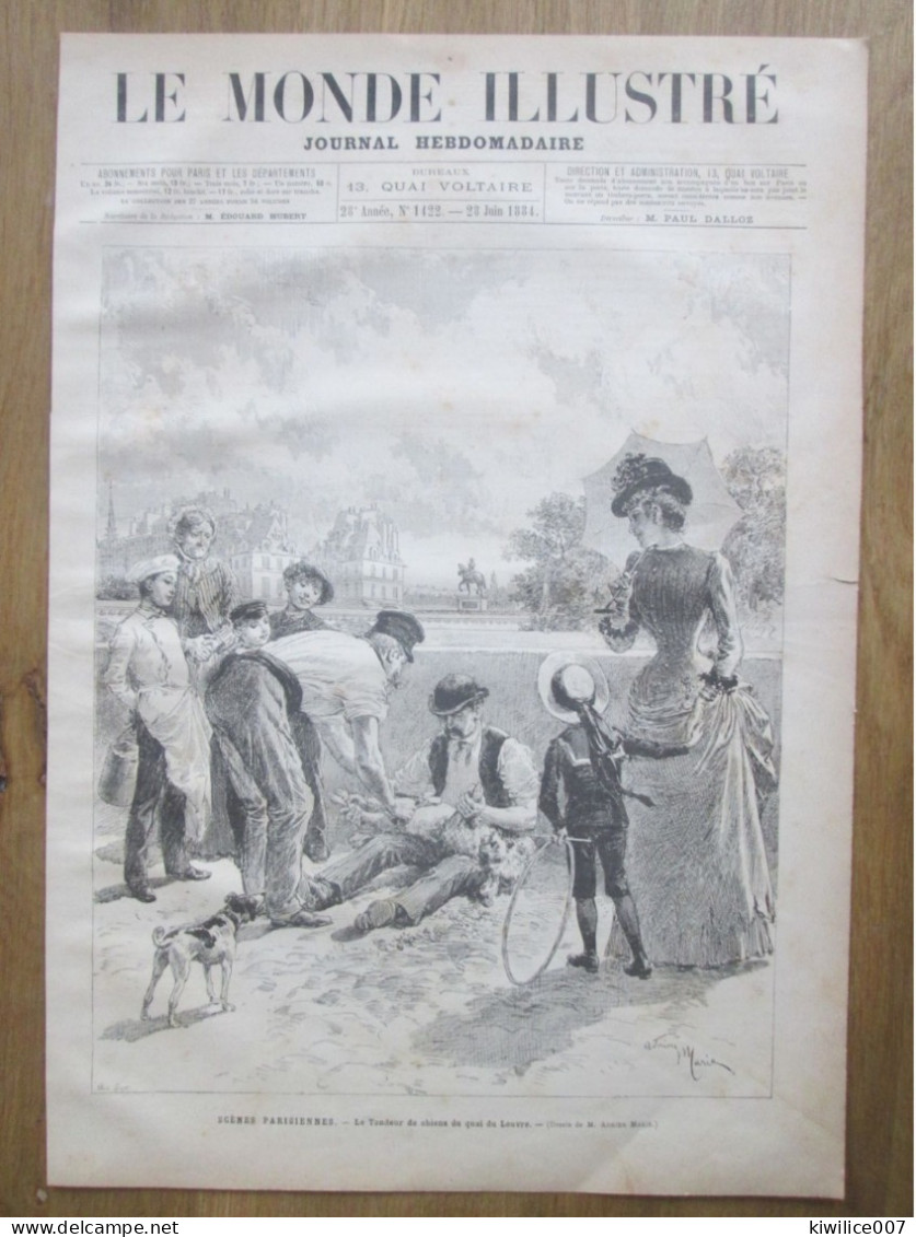 1884  LE TONDEUR DE CHIENS Du Quai Du Louvre  Scenes Parisiennes Paris Petit Métier  Toilettage TOILETTEUR SALON DE - Stiche & Gravuren