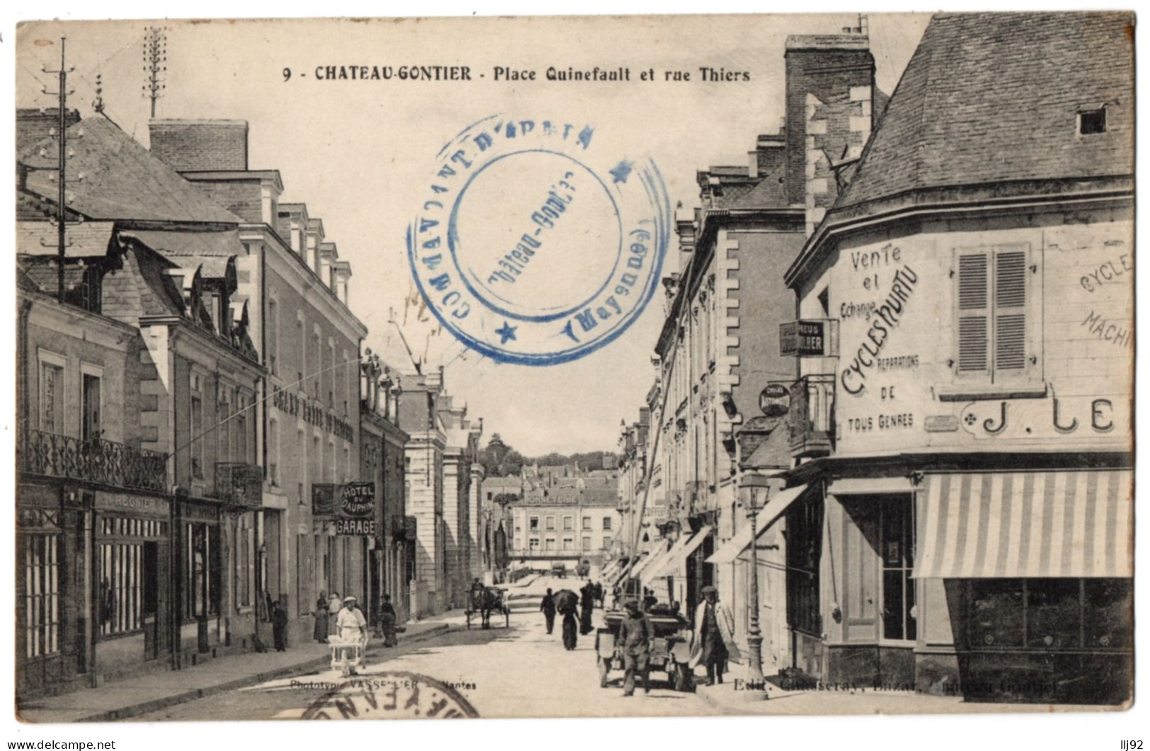 CPA 53 - CHATEAU GONTIER (Mayenne) - 9. Place Quinefault Et Rue Thiers - Ed. Chasseray - Chateau Gontier