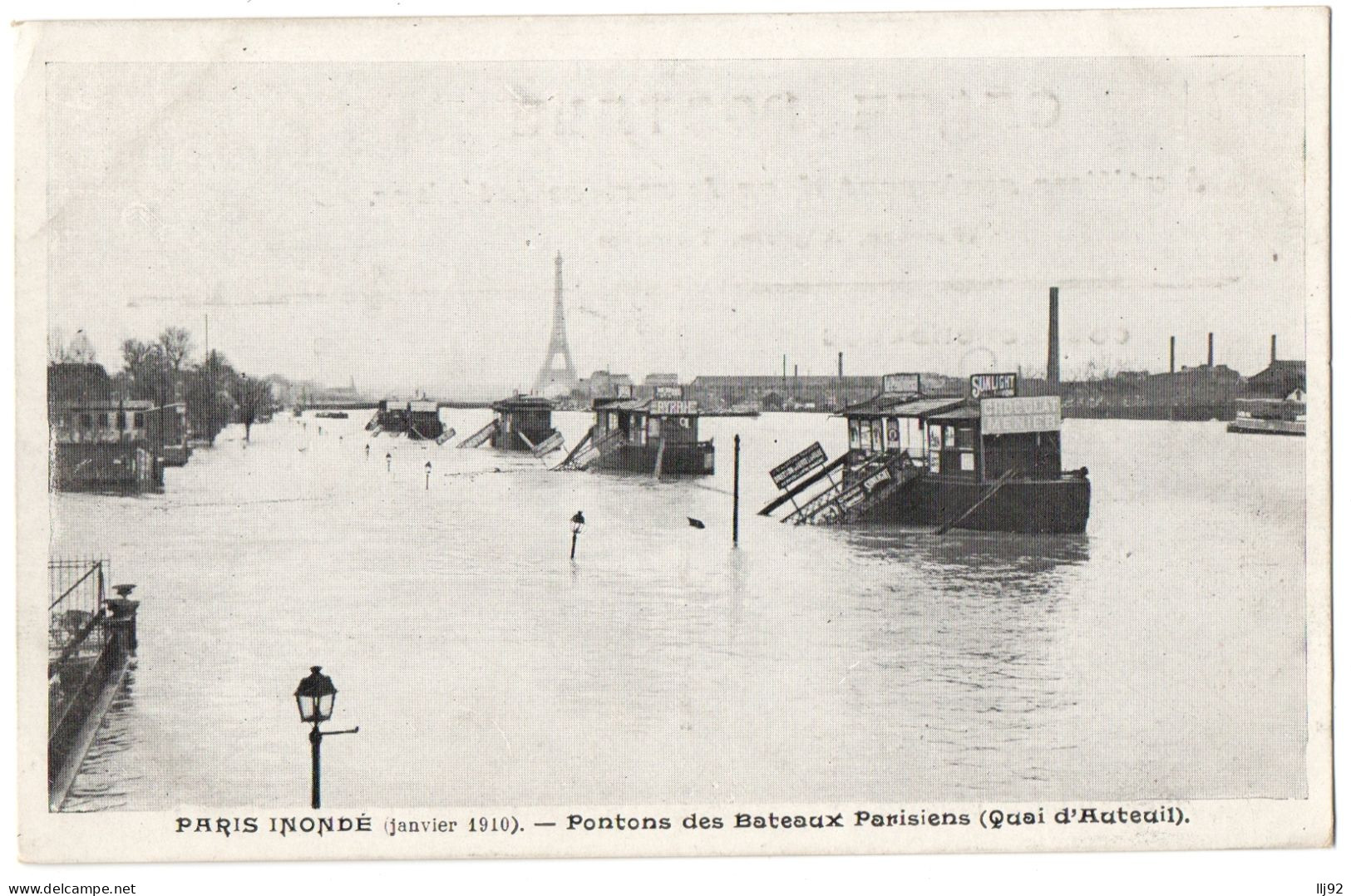 CPA 75 - PARIS INONDE (janvier 1910). Pontons Des Bateaux Parisiens (Quai D'Auteuil) - Paris Flood, 1910