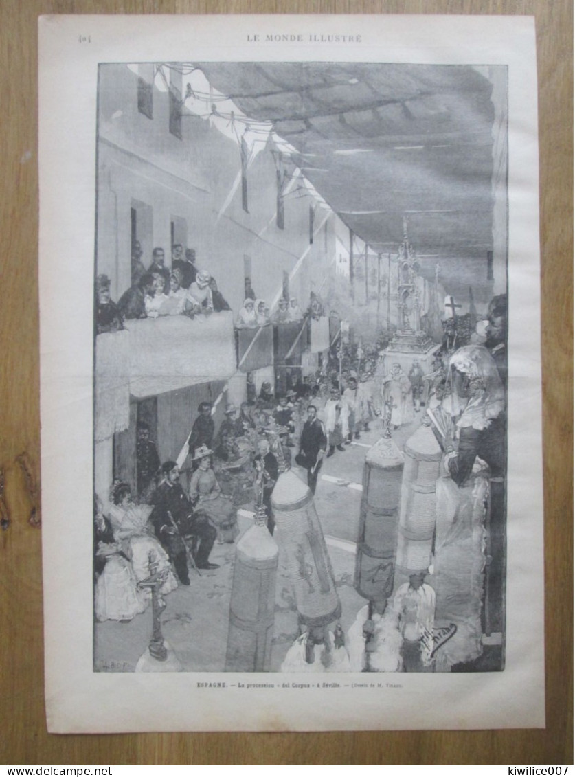 1884  ESPAGNE SEVILLE  La Procession  Del Corpus SEVILLA - Prints & Engravings