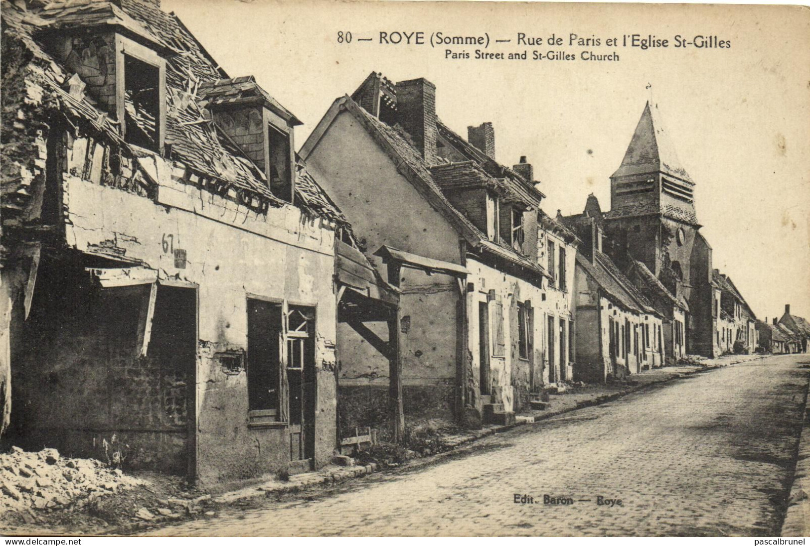 ROYE - RUE DE PARIS ET L'EGLISE SAINT GILLES - Roye