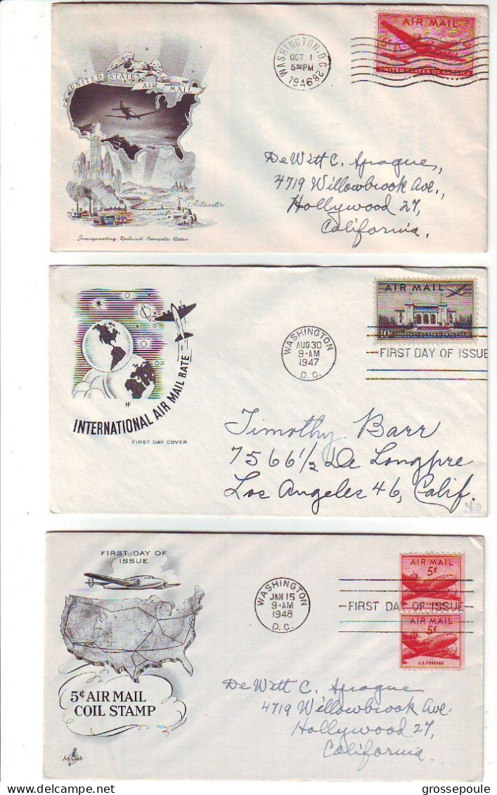 LOT 15 ENVELOPPES 1er JOUR - FIRST DAY OF ISSUE - FDC - AIR MAIL - PAR AVION - 1941-1950