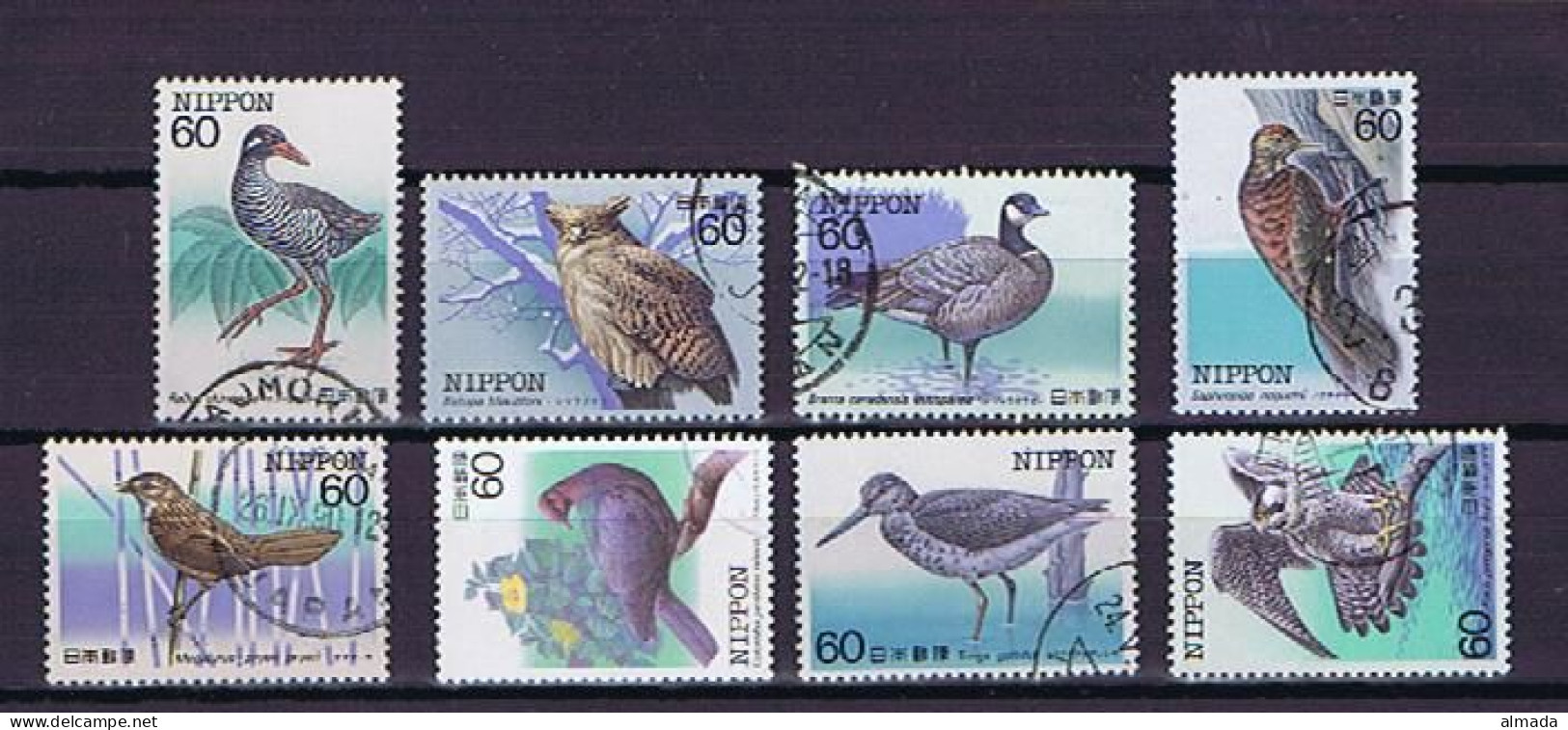 Japan 1983-1984: 8 Diff. Birds Used, 8 Versch. Vögel Gestempelt - Used Stamps