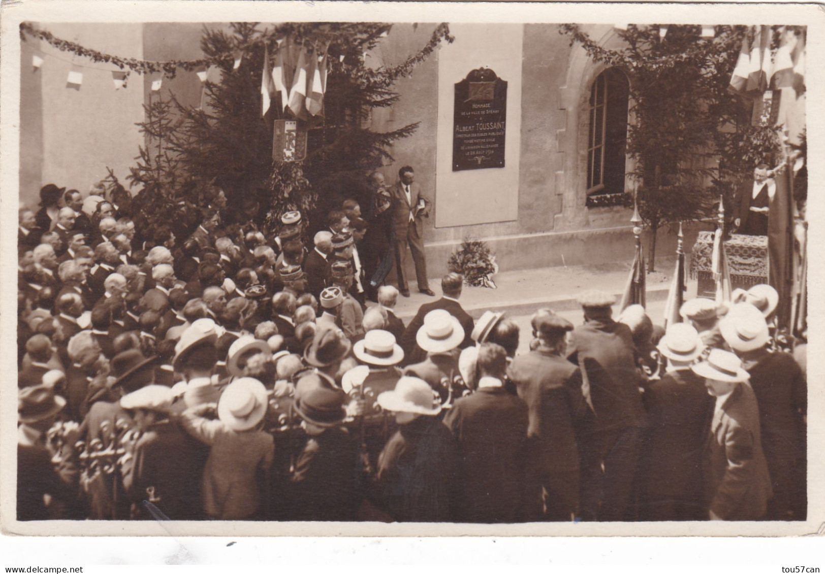 STENAY  -  MEUSE  -  (55)  -  RARE  CARTE - PHOTO  DE  1923  -  HOMMAGE  A  ALBERT  TOUSSAINT   PAR  RAYMOND  POINCARE - Stenay