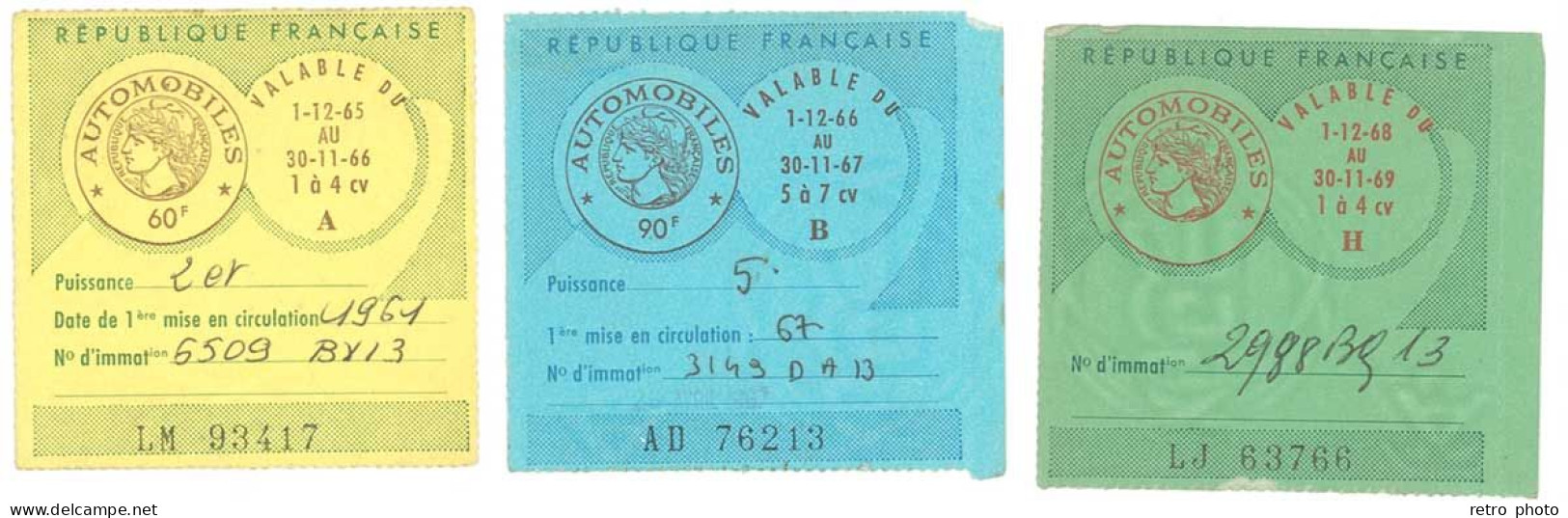 3 " Tickets " ( Vignettes Automobiles ) 1966/67/69 - Non Classés