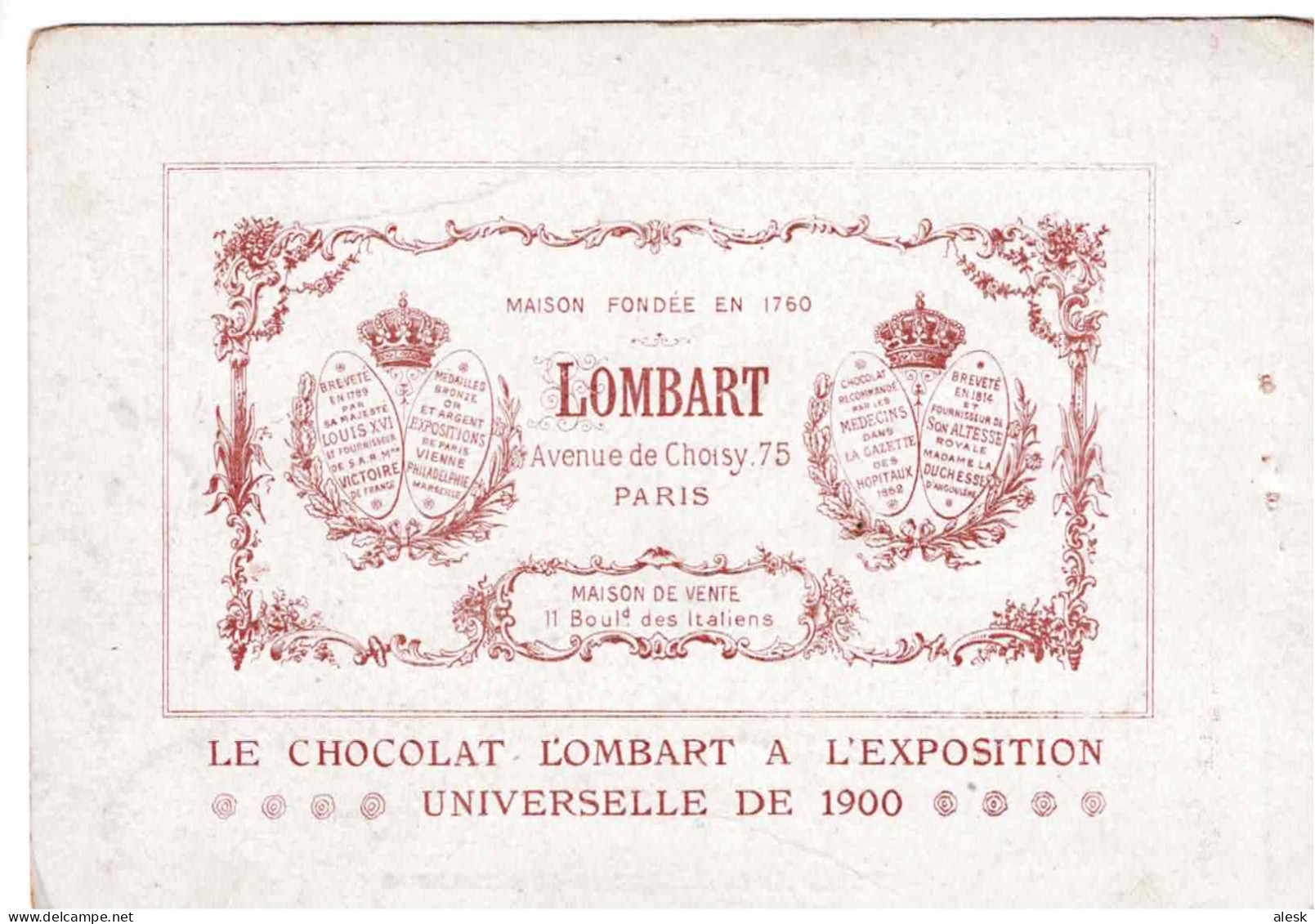 PARIS - Palais De La Navigation De Commerce - Chocolat Lombart - Ausstellungen