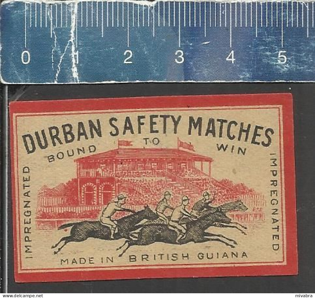 DURBAN SAFETY MATCHES BOUND TO WIN HYPODROOM HORSE RACE- OLD VINTAGEMATCHBOX LABEL MADE IN BRITISH GUIANA - Matchbox Labels