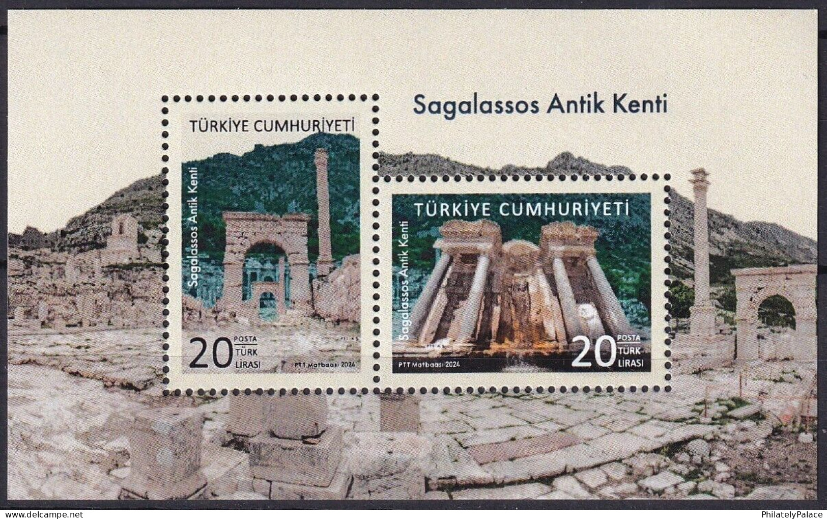 TURKEY 2024 Archaeological Site Of Sagalassos,UNESCO,Roman,Alexander The Great,333 B.C., MS Sheet MNH (**) - Ongebruikt