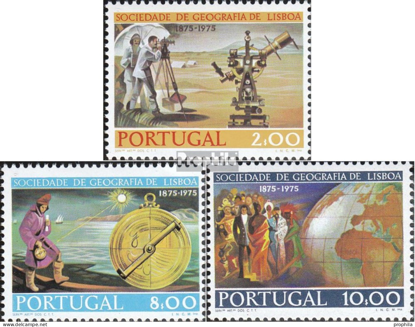 Portugal 1295-1297 (kompl.Ausg.) Postfrisch 1975 Geographische Gesellschaft - Neufs