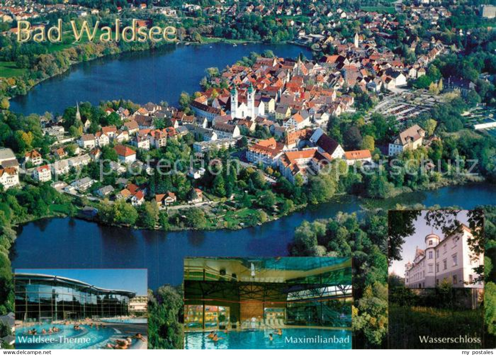 73609491 Bad Waldsee Fliegeraufnahme Kurort Waldseetherme Maximilianbad Wassersc - Bad Waldsee