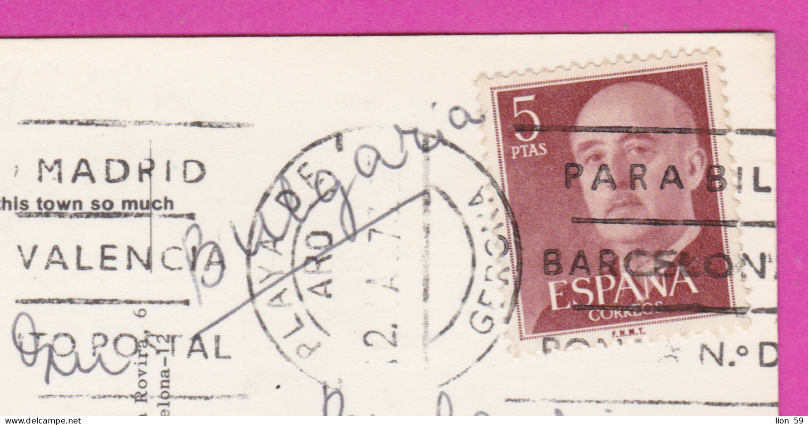 293801 / Spain - Playa De Aro ( Costa Brava) PC 1973 USED  5 Pta General Francisco Franco Flamme " ...Distrito-Postal " - Cartas & Documentos