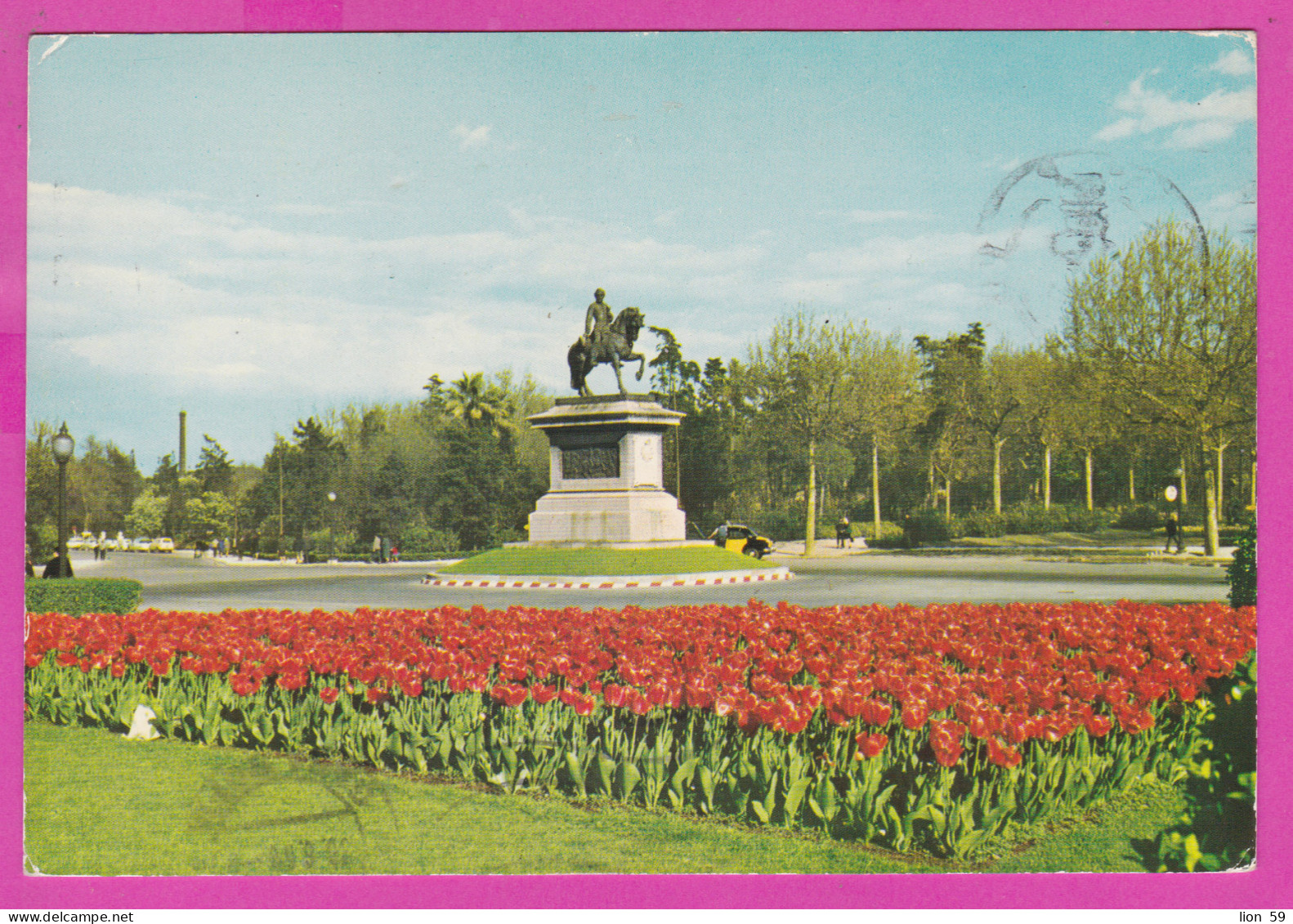 293807 / Spain - Barcelona Monument General Prim PC 1966 USED 3 Pta General Francisco Franco Flamme N° Distrito Postal - Cartas & Documentos