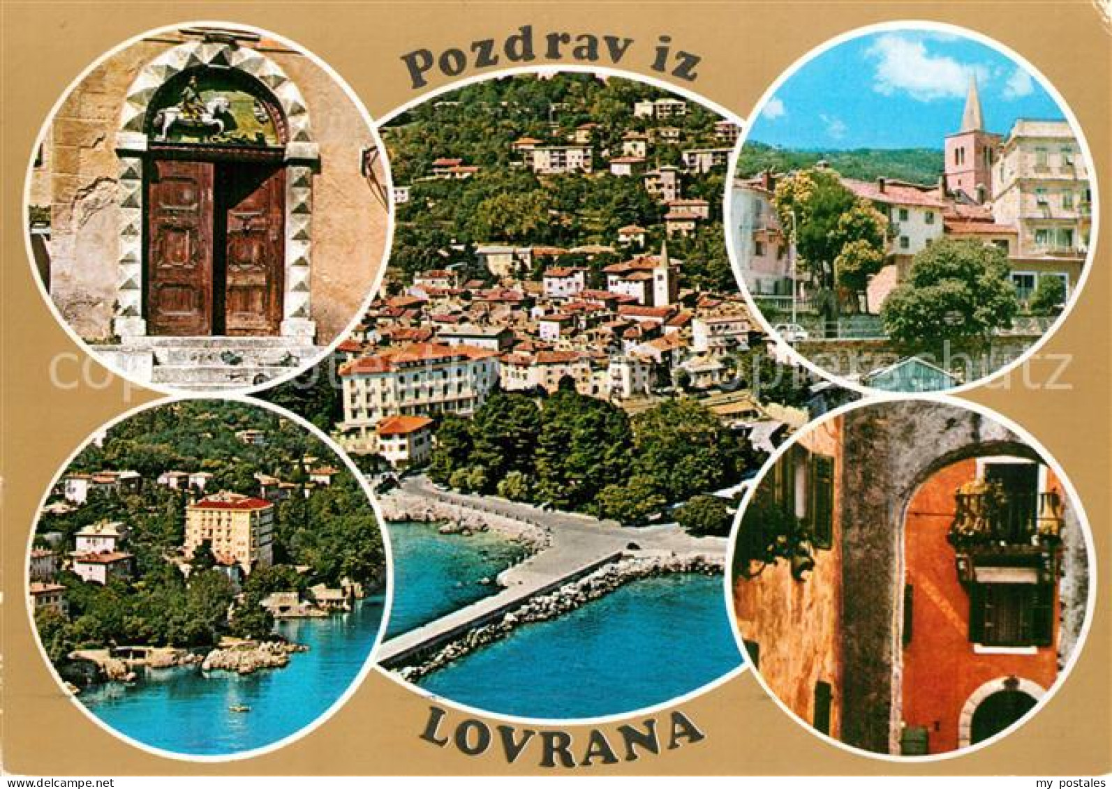 73609450 Lovran Teilansichten Portal Kirche Fliegeraufnahme Lovran - Croatie