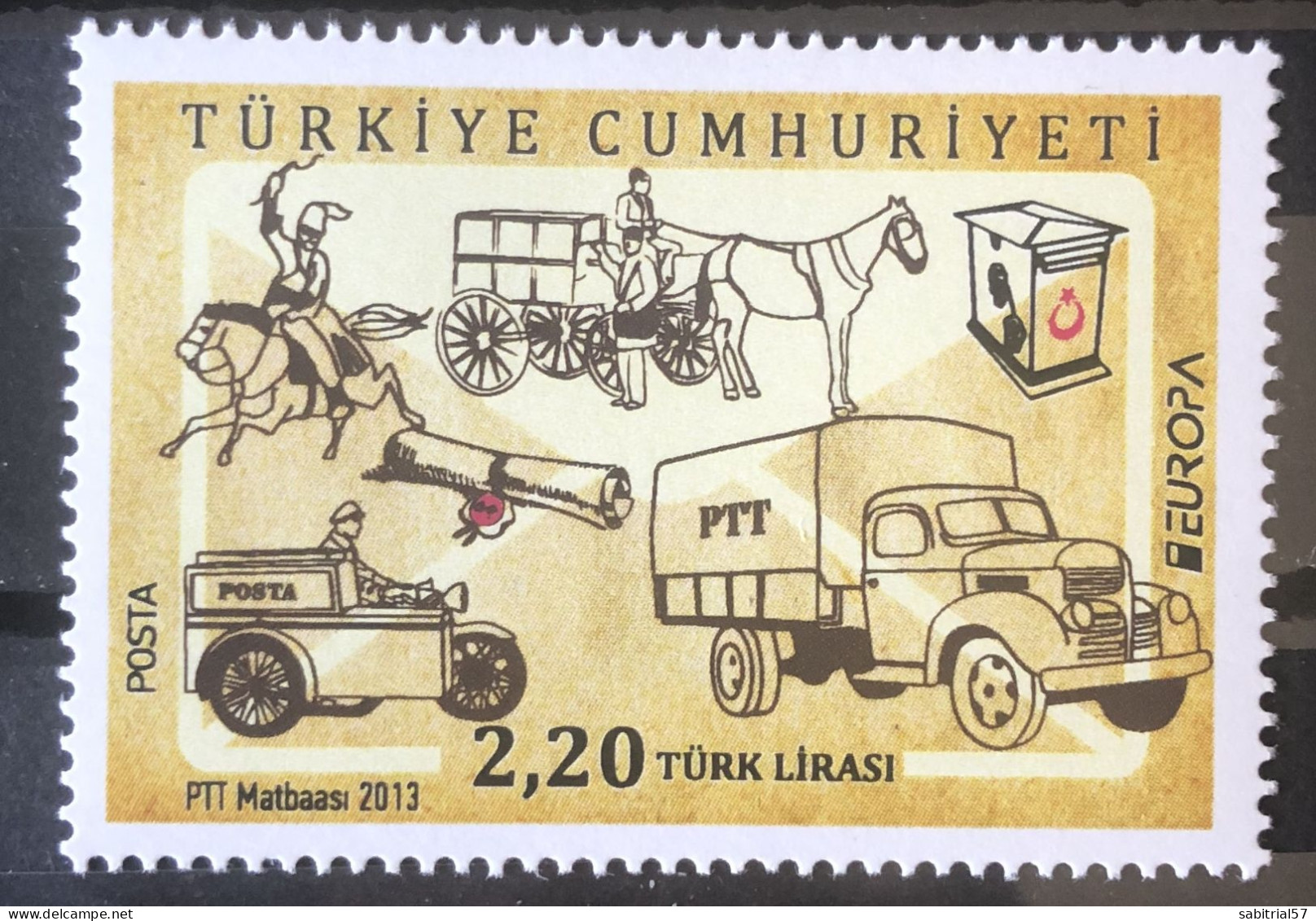 Turkey 2013 / MNH / Europa / Postal Service / Truck / Motorcycle / Horse / Mailbox / Sidecar - Unclassified