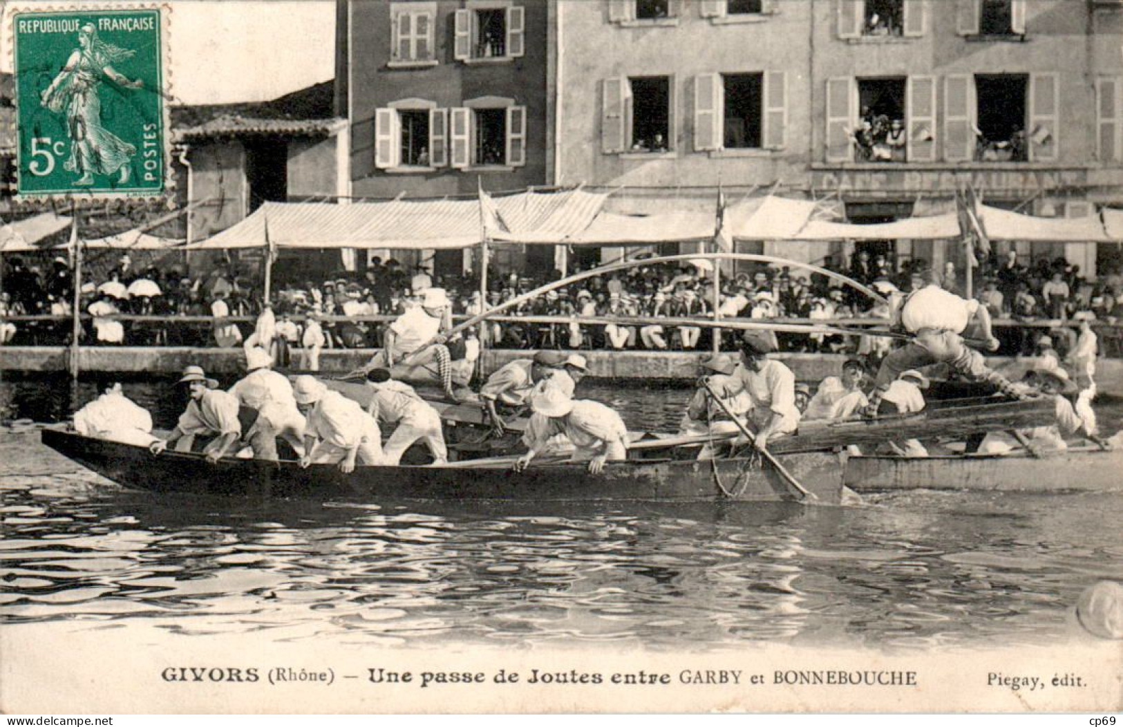 Givors Passe De Joutes ... Sport Nautique 水上运动 Water Sport Rhône 69700 Cpa Voyagée En TB.Etat - Givors