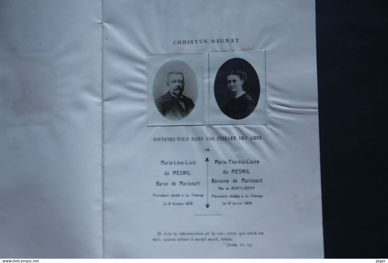 Mes Parents Notes Intimes  Baron Et Baronne De Maricourt   Famille Du Mesnil  1904  Noblesse - Historische Documenten