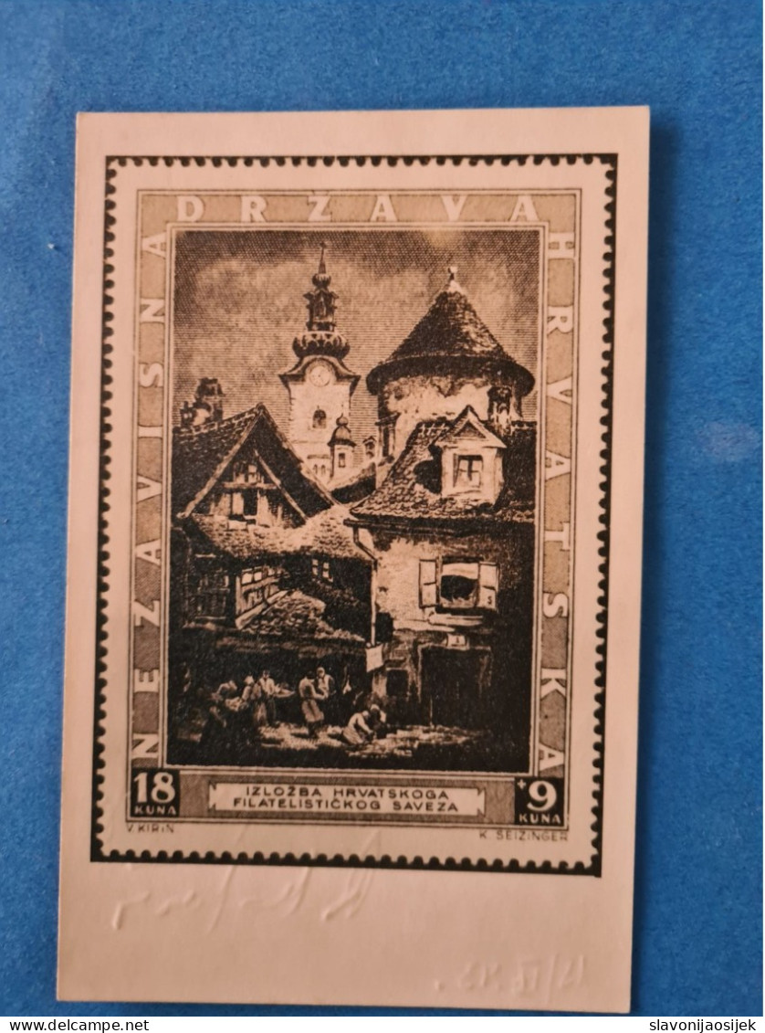 NdH, 3.Philatelistischen Ausstellung In Zagreb 1943.Erinnerungsumsclag...mit Unterschrieben Radoslav Horvat/Große 88×140 - Croatie