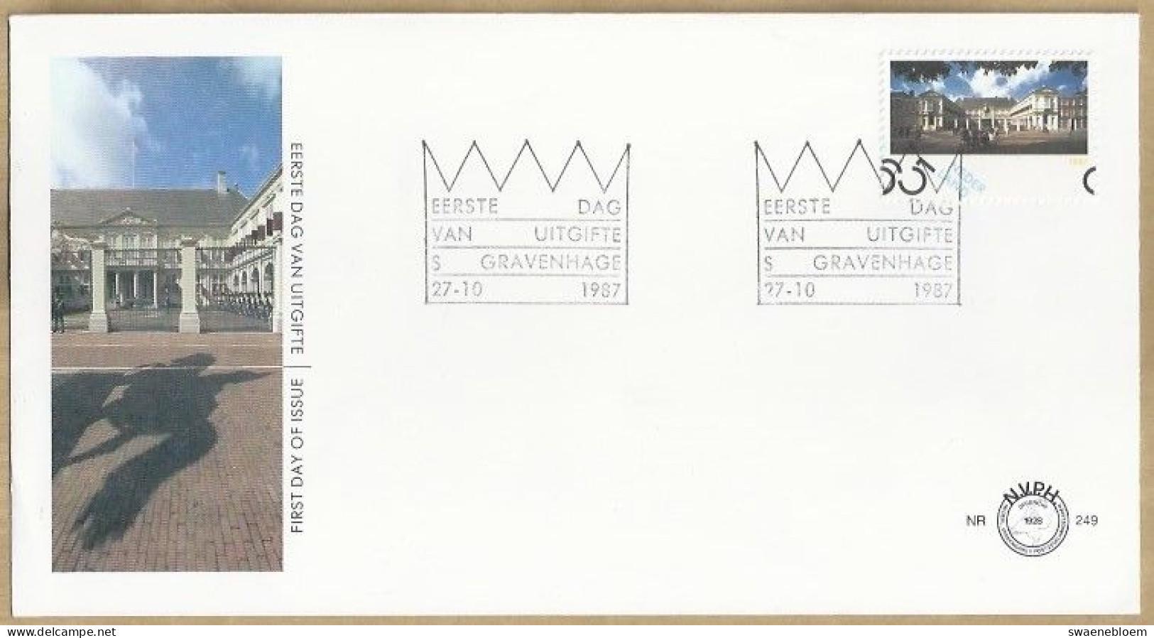 NL.- FDC. NVPH Nr. 249. EERSTE DAG VAN UITGIFTE. FIRST DAY OF ISSUE. 27-10-1987. PALEIS NOORDEINDE. DEN HAAG. - FDC